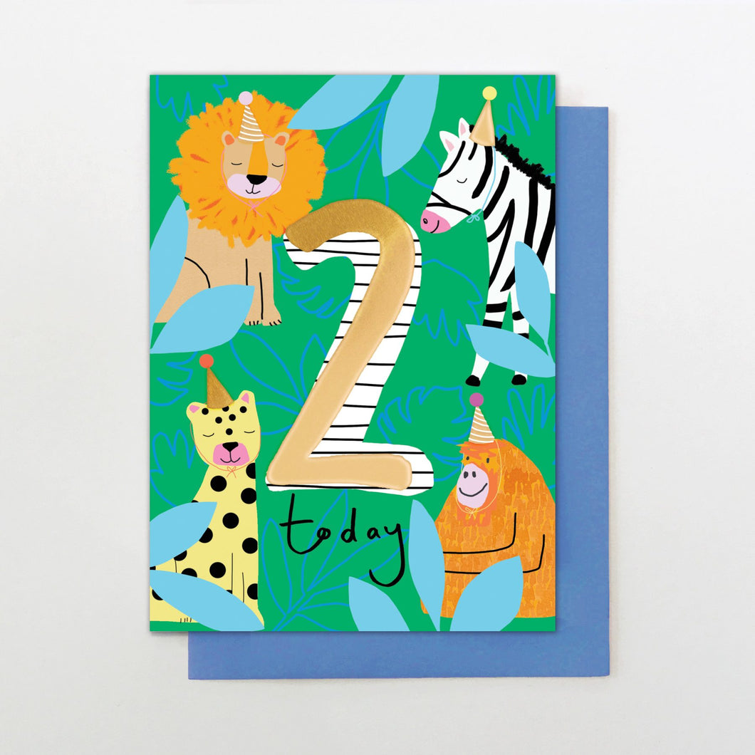 Birthday blue age 2 safari card
