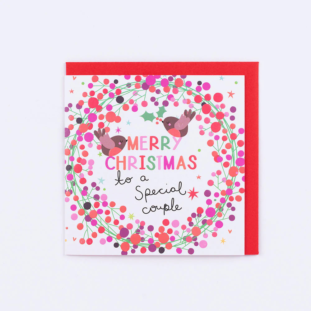 Special Couple Wreath Christmas card