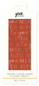 TISSUE EXQUISITE MERRY CHRISTMAS RED