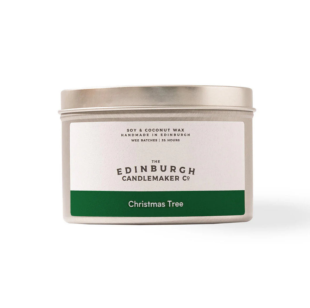 Christmas Tree Tin Candle - 35 hour - The Edinburgh Candlemaker Co