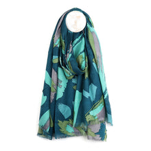 Load image into Gallery viewer, Teal, Aqua and Green Brushstroke Print Scarf
