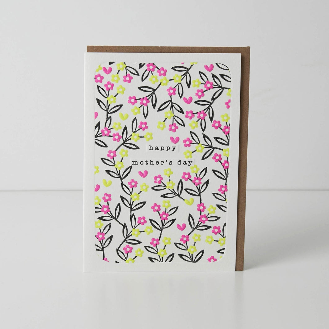 Happy Mother's Day Pink & Yellow Flowers Card