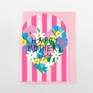 Mother's  Day Heart & Flowers Card