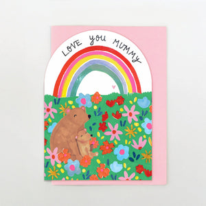 Love You Mummy Rainbow & Bears Card