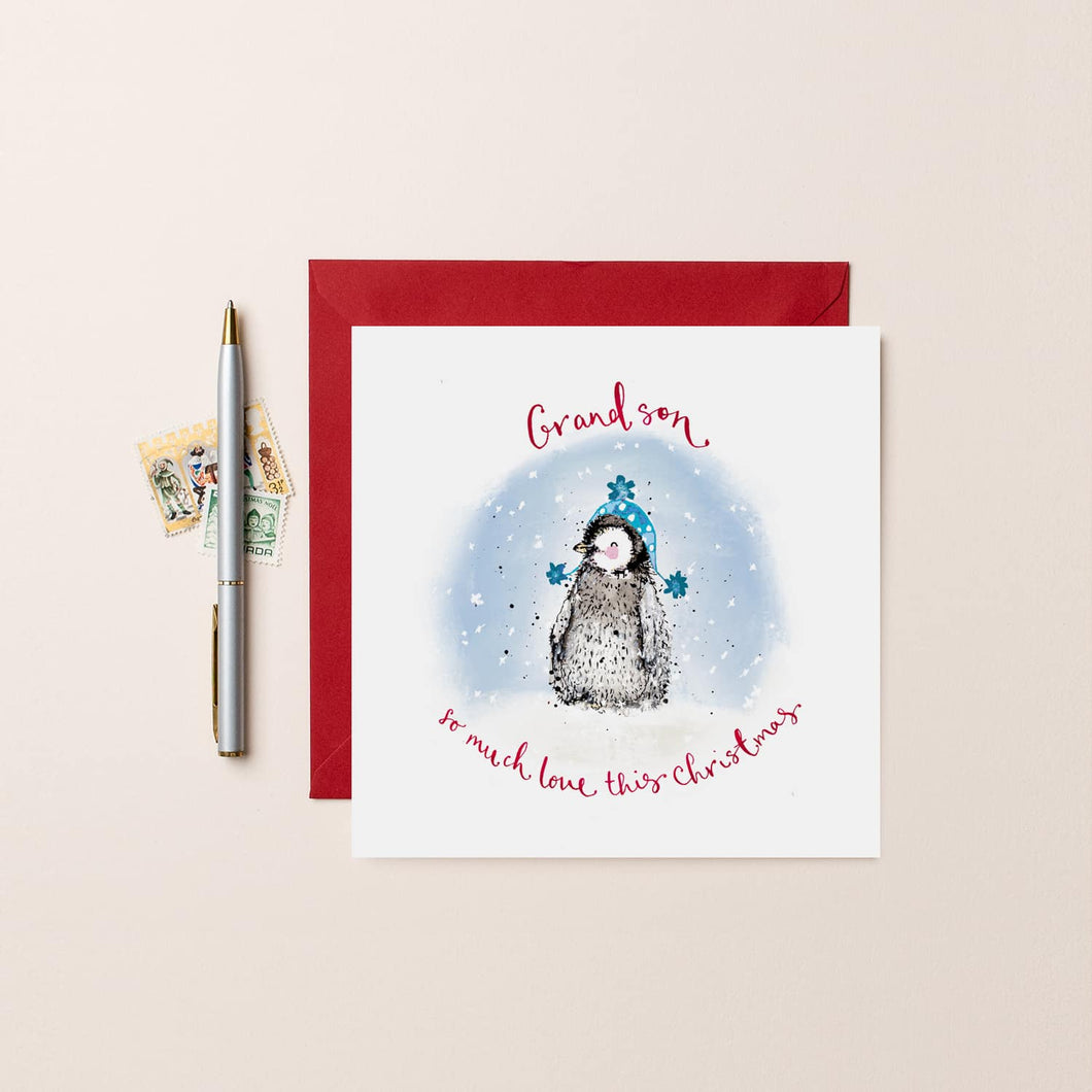 Grandson Penguin Christmas Card