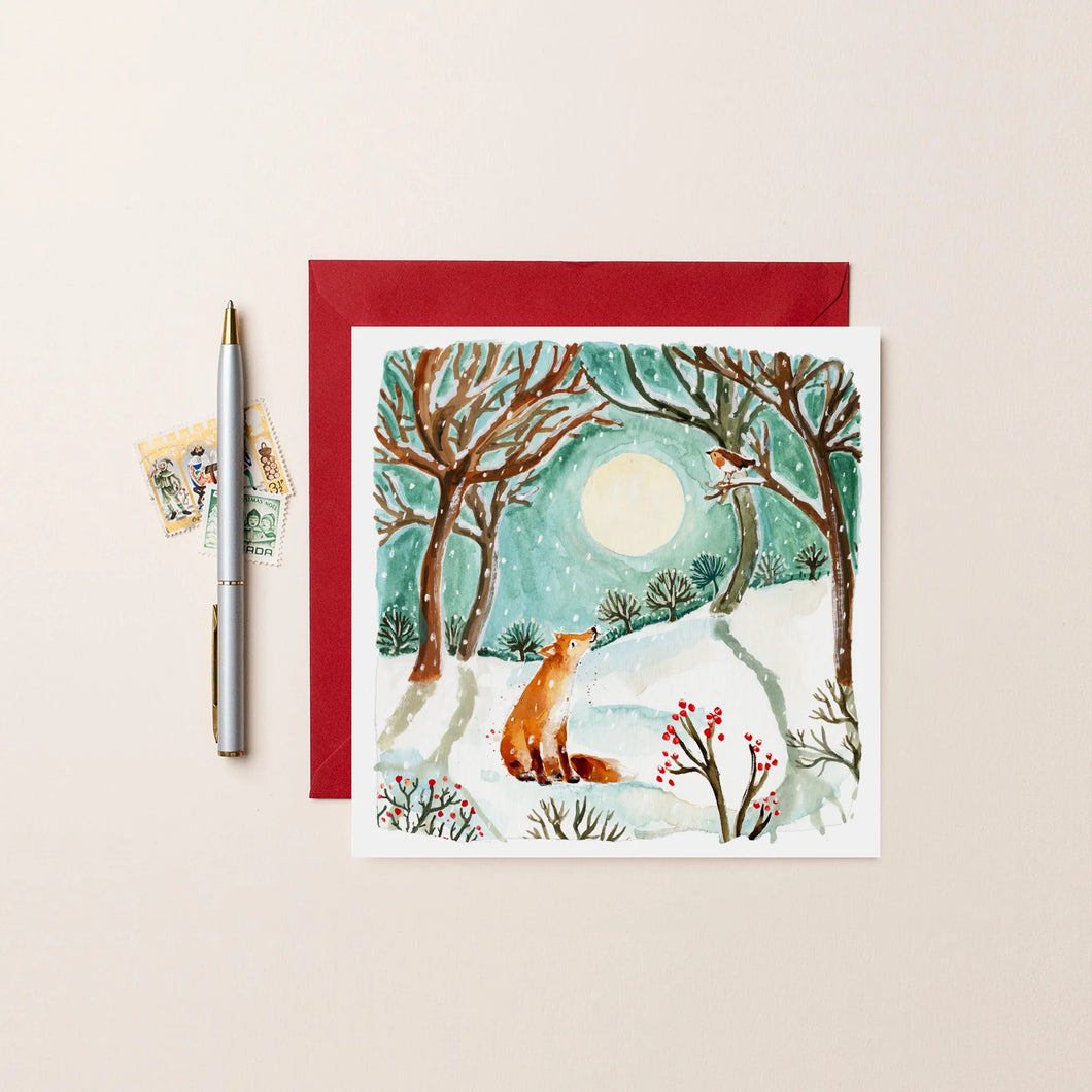 Fox and Moon Blank Christmas Card