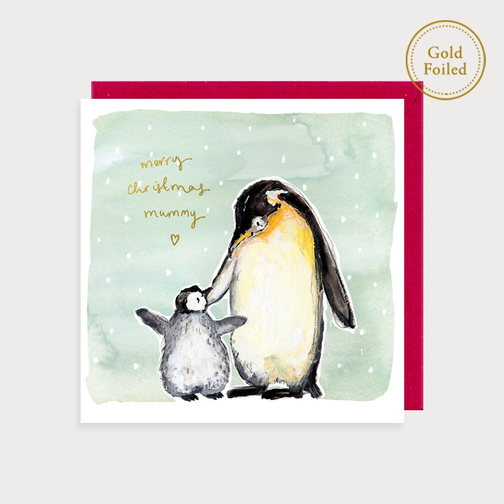 Penguins Merry Christmas Mummy Christmas card