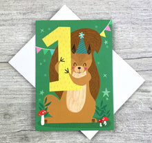 Load image into Gallery viewer, Age One Squirrel Birthday Card
