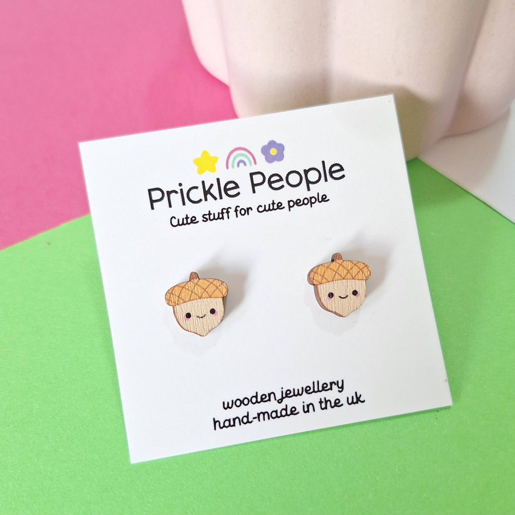 Acorn studs - wooden earrings