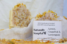 Load image into Gallery viewer, Lemon, Grapefruit &amp; Lemongrass Handmade Soap Bar
