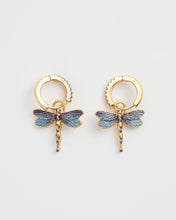 Load image into Gallery viewer, Dragonfly Charm Huggie Earrings
