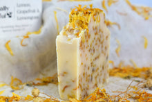 Load image into Gallery viewer, Lemon, Grapefruit &amp; Lemongrass Handmade Soap Bar
