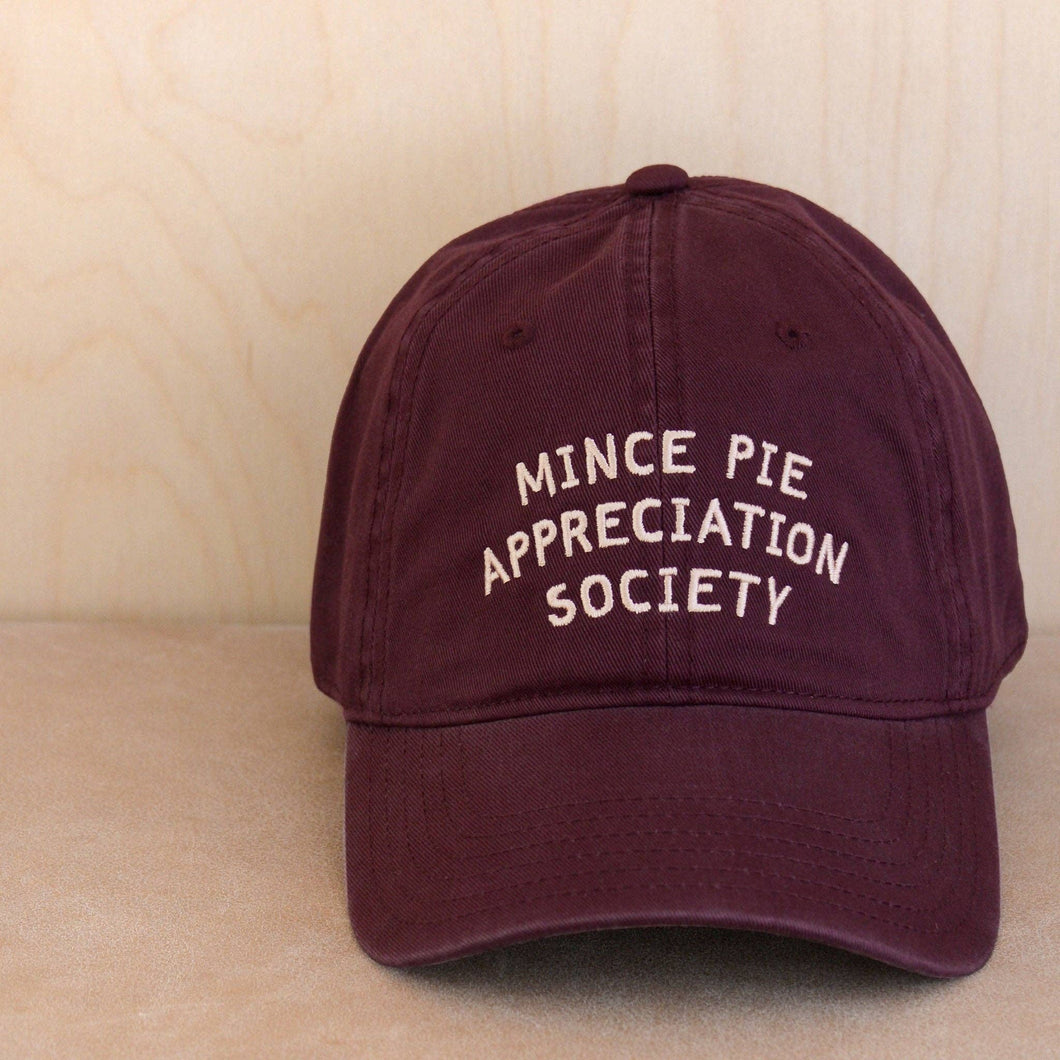 Mince Pie Appreciation Society - Cotton Baseball Cap - Burgundy