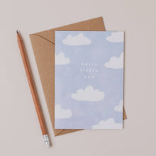Load image into Gallery viewer, Hello Little One Blue Clouds New Baby Card
