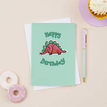 Load image into Gallery viewer, Dinosaur Steg the Stegosaurus Birthday Card
