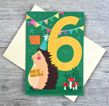 Load image into Gallery viewer, Age Six Hedgehog Birthday Card
