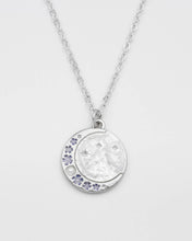 Load image into Gallery viewer, Selene Moon Periwinkle Necklace in Silver
