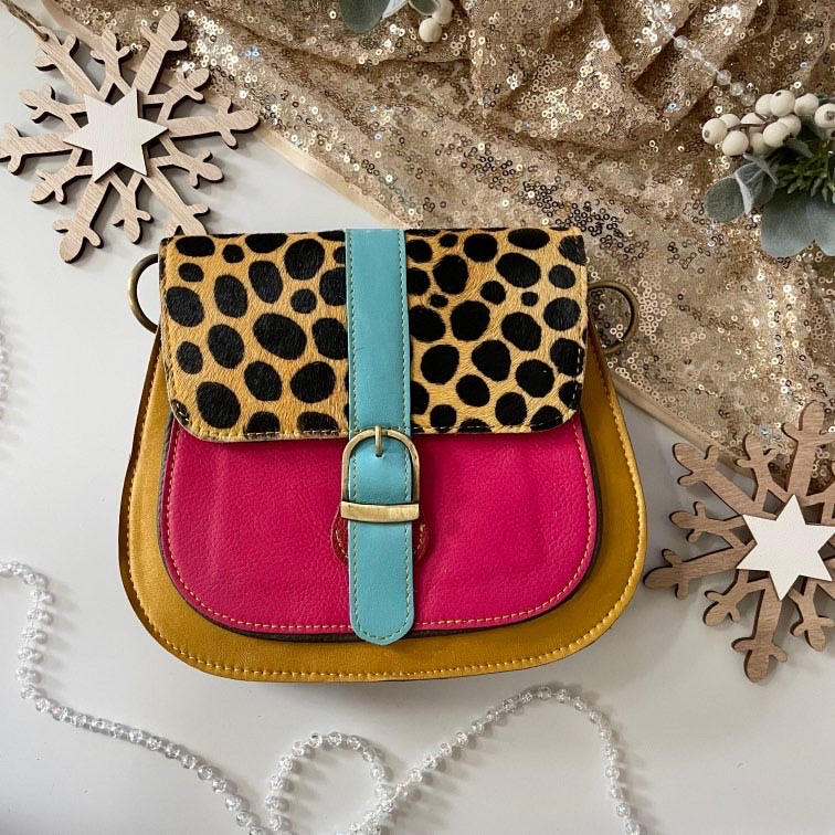 Agnes Mustard Big Spot Upcycled Leather Handbag