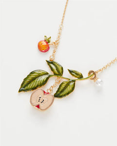 Enamel Apple Tree gold necklace
