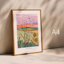 Load image into Gallery viewer, Sunset stroll - art poster print A4 - nature print unframed
