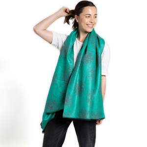 Dandelions scarf in jade green