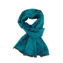 Load image into Gallery viewer, Dandelions scarf in teal blue
