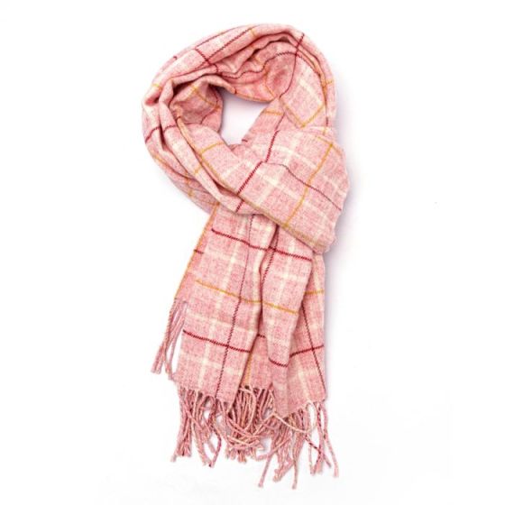 Blush - pink tartan scarf