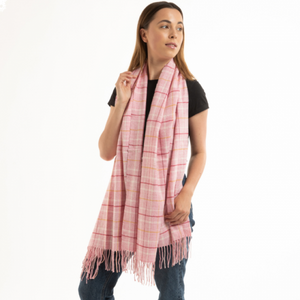 Blush - pink tartan scarf