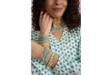 Load image into Gallery viewer, Seraphina Aqua &amp; Gold Stretch Bead Bracelet
