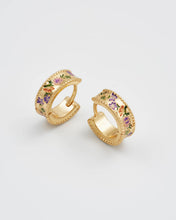 Load image into Gallery viewer, Folksy Floral Gold Huggie Earrings
