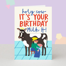 Load image into Gallery viewer, Birthday Card - Funny Cow Milking Greeting Card
