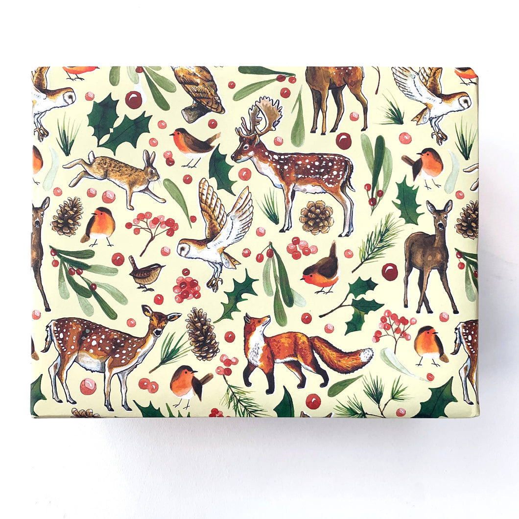 Christmas Woodland animals wrapping paper: 500mm x 700mm flat sheets