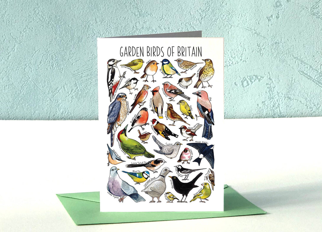 Garden Birds of Britain Art Blank Greeting Card