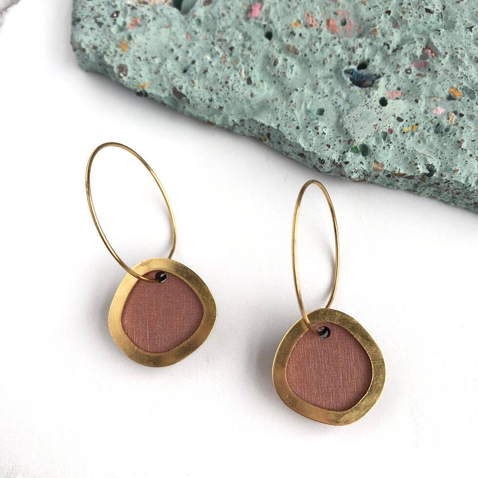 Pink/Gold Circle Hoop Earrings