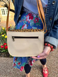 Belle Aqua Zebra Upcycled Leather Handbag