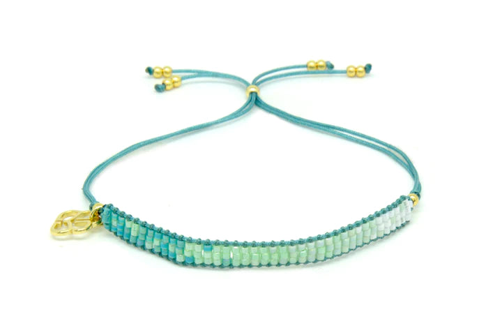 Senorita Turquoise Ombre Beaded Gold Friendship Bracelet