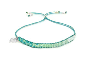 Senorita Turquoise Ombre Beaded Silver Friendship Bracelet