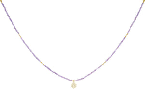 Amethyst and Labradorite Gold Crown Chakra Necklace