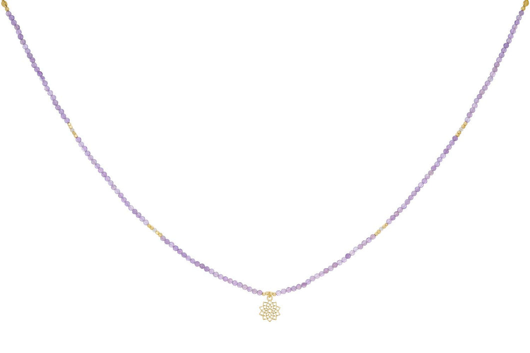 Amethyst and Labradorite Gold Crown Chakra Necklace