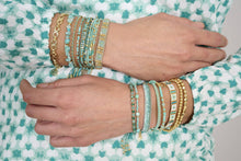 Load image into Gallery viewer, Seraphina Aqua &amp; Gold Stretch Bead Bracelet
