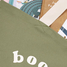 Load image into Gallery viewer, Books &amp; Snacks - Olive Green Canvas Tote Bag
