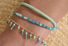 Load image into Gallery viewer, Violet Amazonite and Apatite Gold Bead Bracelet
