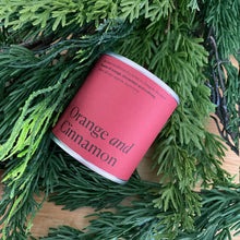 Load image into Gallery viewer, Christmas Label Orange and Cinnamon Soy Wax Candle Tin
