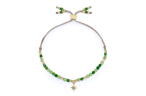 Una Peridot & Gold Star Charm Slider Bracelet
