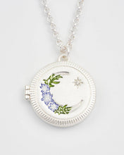 Load image into Gallery viewer, Nightshade Moon Round Silver Locket Chain Necklace
