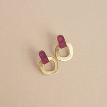 Load image into Gallery viewer, Around Brass Stud Earrings: Aubergine
