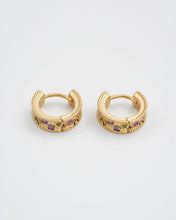 Load image into Gallery viewer, Folksy Floral Gold Huggie Earrings

