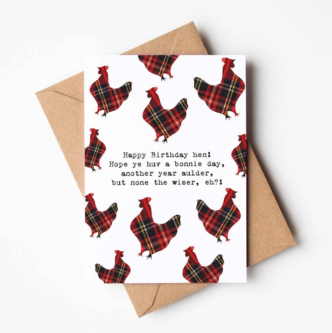 Scottish Happy Birthday Hen Greeting Card for Friends
