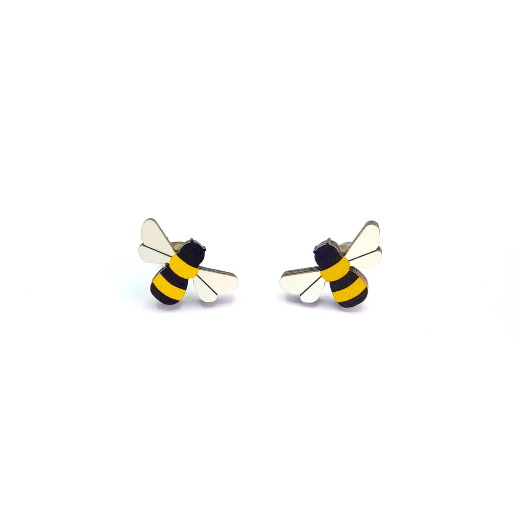 Bee Studs - wooden earrings