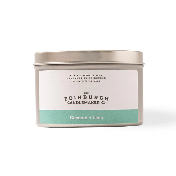 Coconut and Lime Tin Candle - 35 hour - The Edinburgh Candlemaker Co
